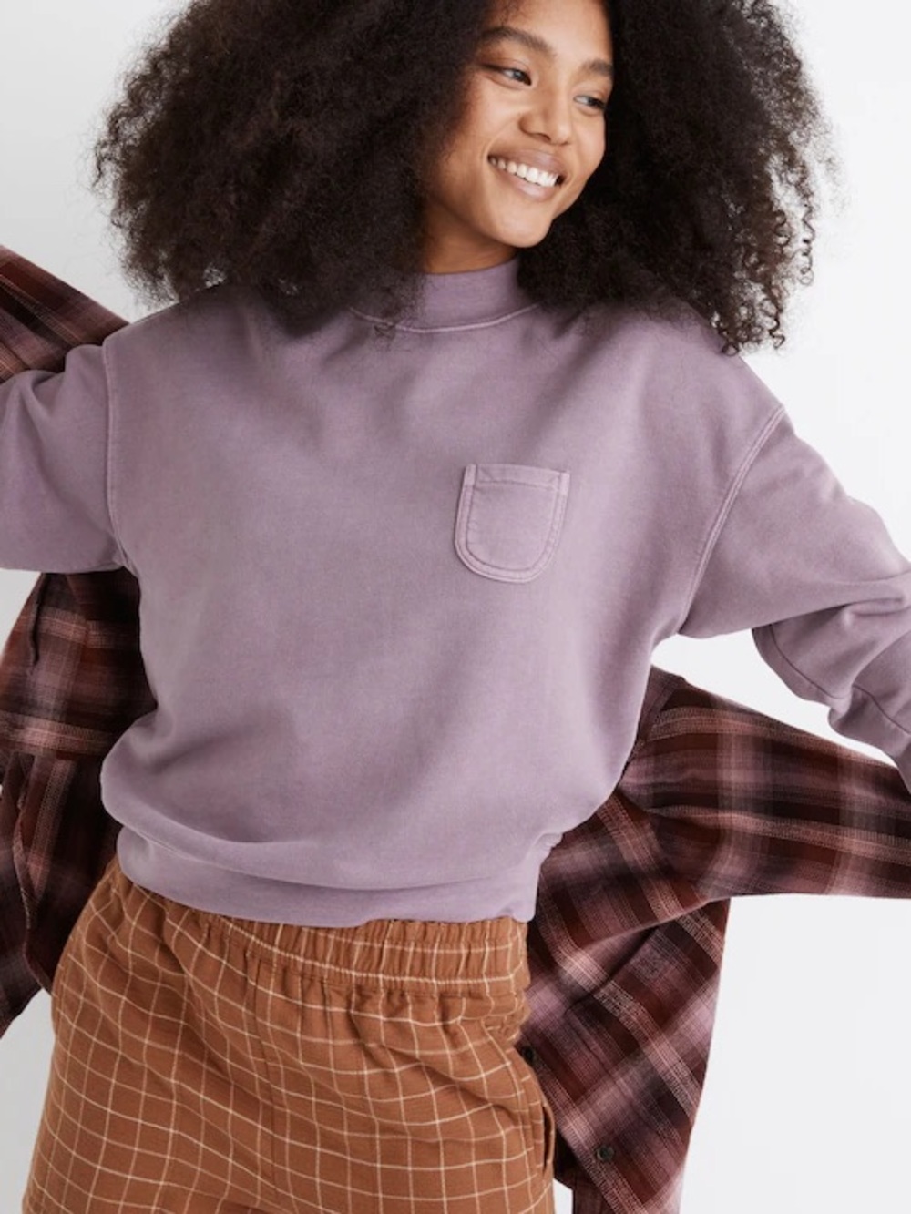 Garment-Dyed (Re)sourced Cotton Studio Mockneck Sweatshirt Fig Large